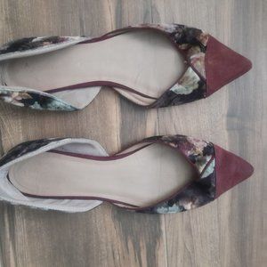 Used Anthropologie Floral Velvet Pointed D’Orsay Flats